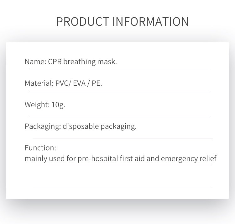 Artificial Respiration For Frist Aid Traning CPR Mask