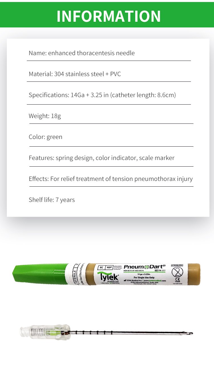 Hot Selling Pneumothorax Decompression Needle Great Chest Needle For Stopping Tension Pneumothorax