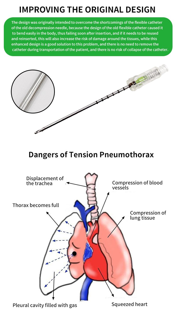 Hot Selling Pneumothorax Decompression Needle Great Chest Needle For Stopping Tension Pneumothorax