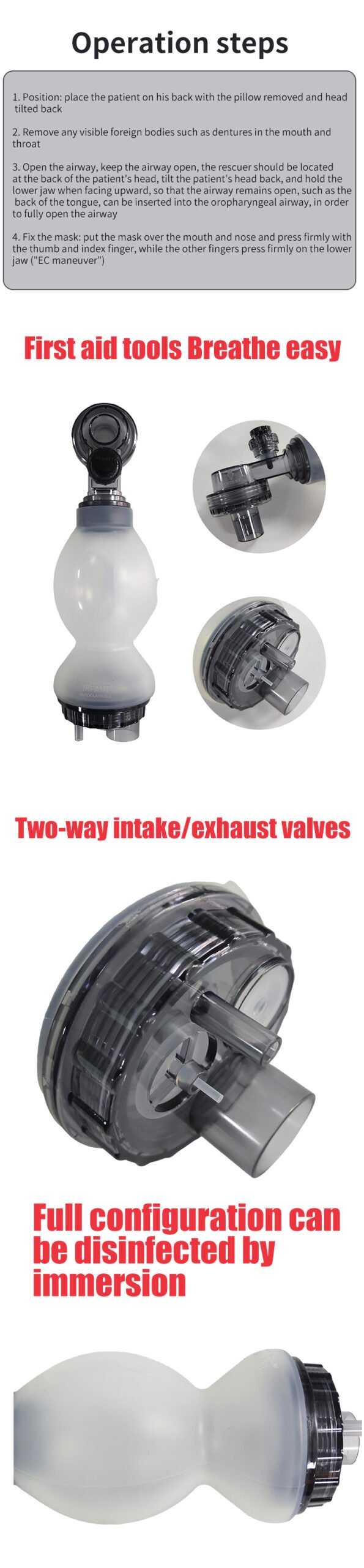 Pvc Mask Oxygen Valve Mask Solid Silicone Manual Resuscitator