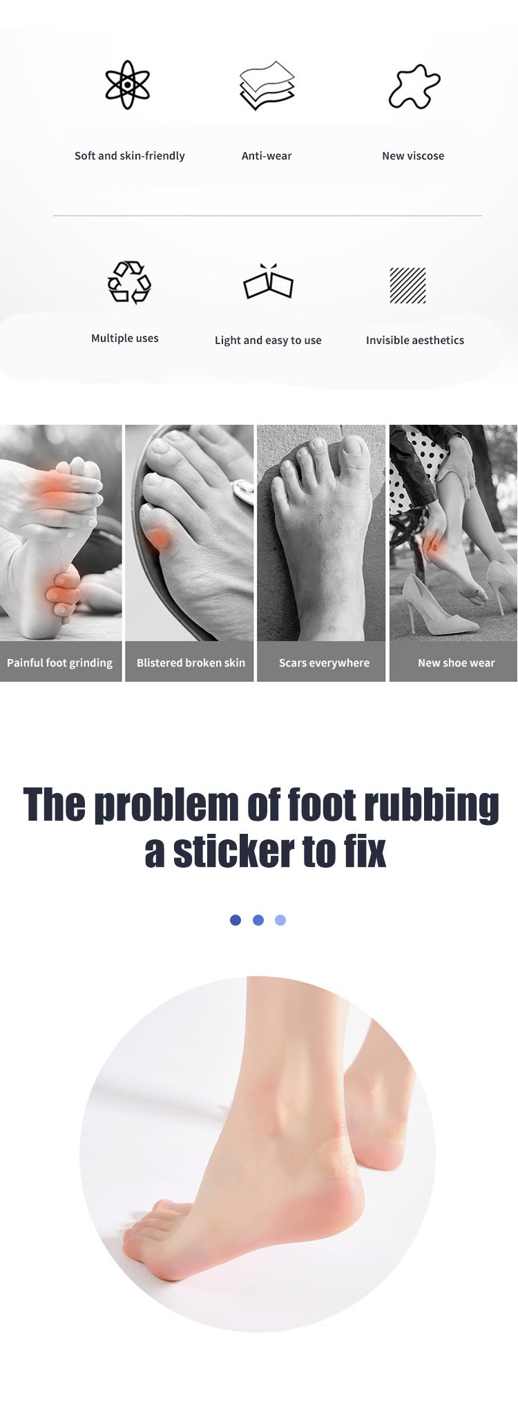 Hydrocolloid foot stickers anti-grinding heel stickers anti-grinding toes ankle foot gel stickers