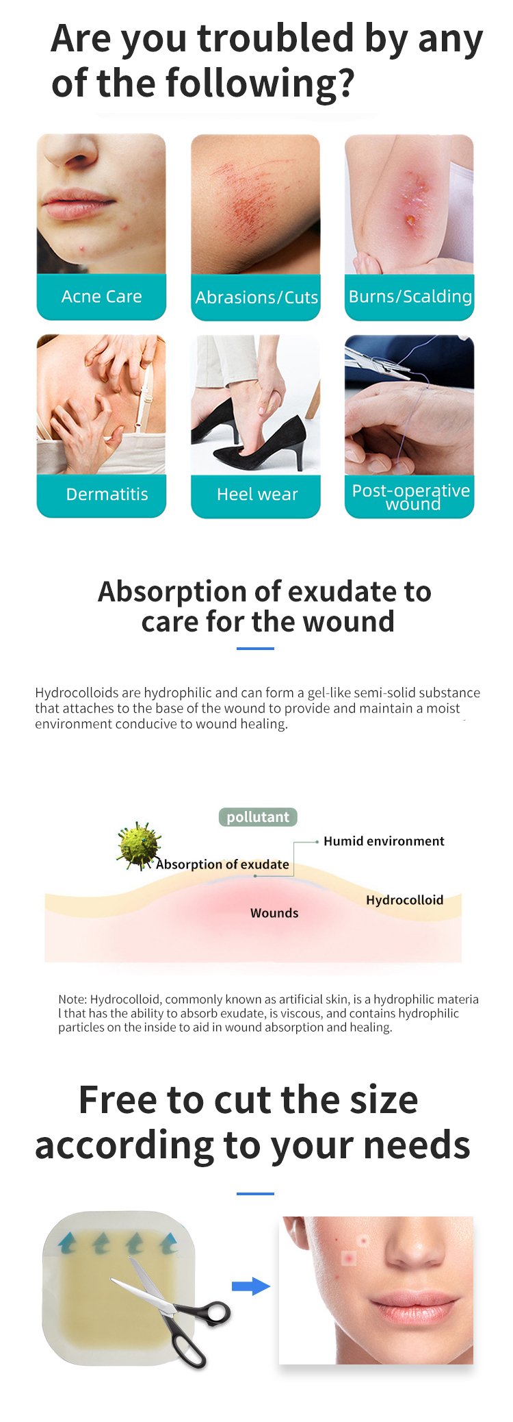 Medical hydrocolloid sterile wound dressing