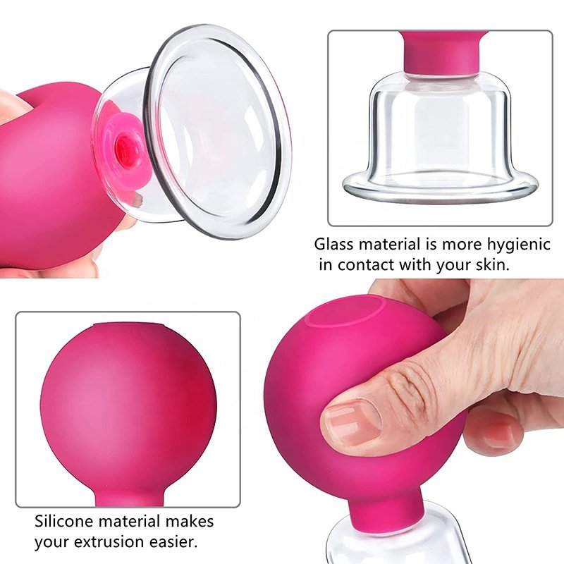 Facial Glass And Silicone Cupping Vacuum Massage Therapy Set Facial Body Vacuum Massage Cupping Set