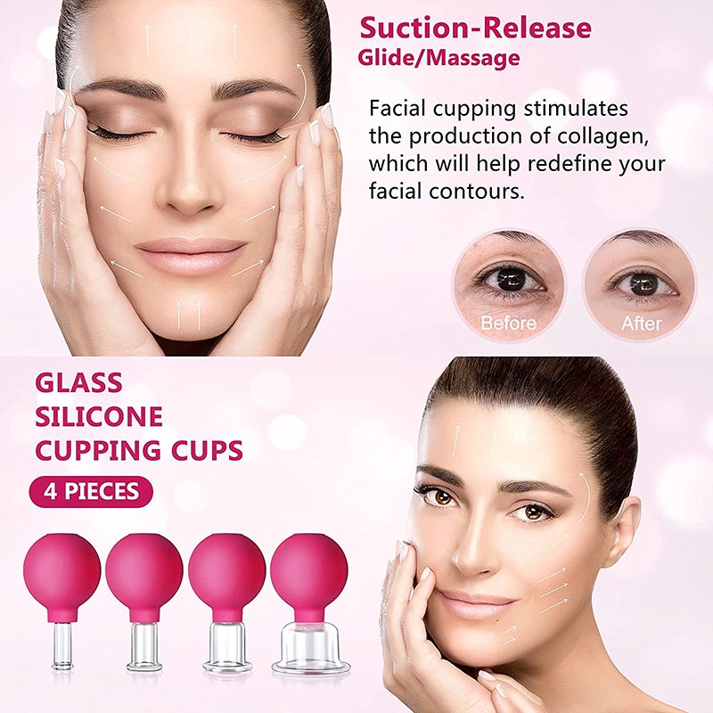 Facial Glass And Silicone Cupping Vacuum Massage Therapy Set Facial Body Vacuum Massage Cupping Set