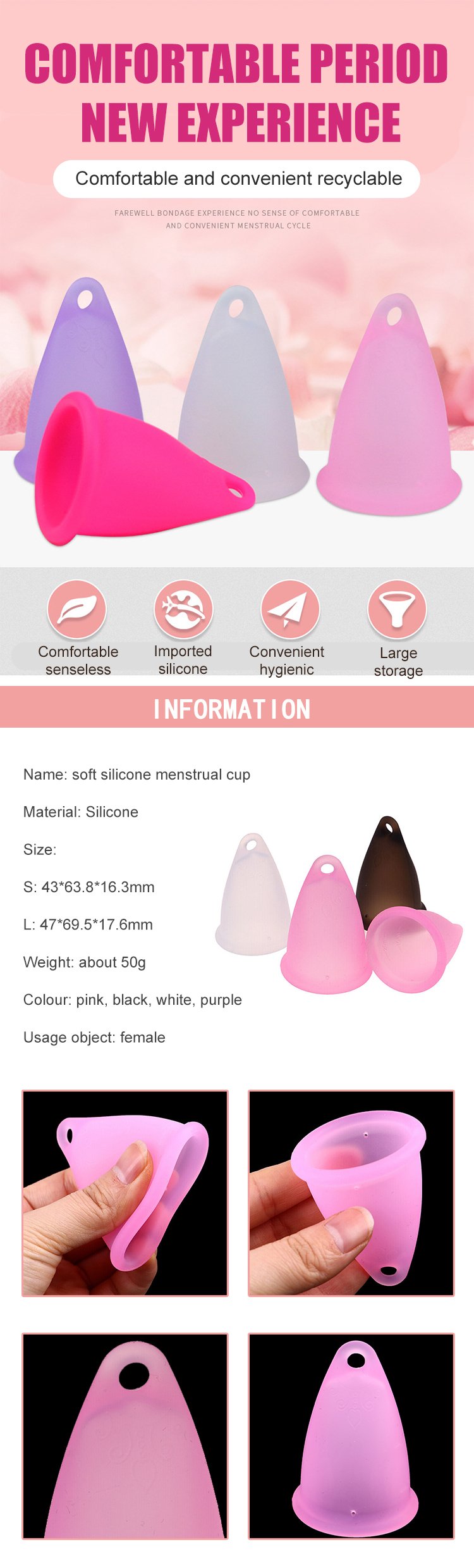 Silicone Soft Menstuation Cup Women Period Reusable Hygiene Menstrual Cup