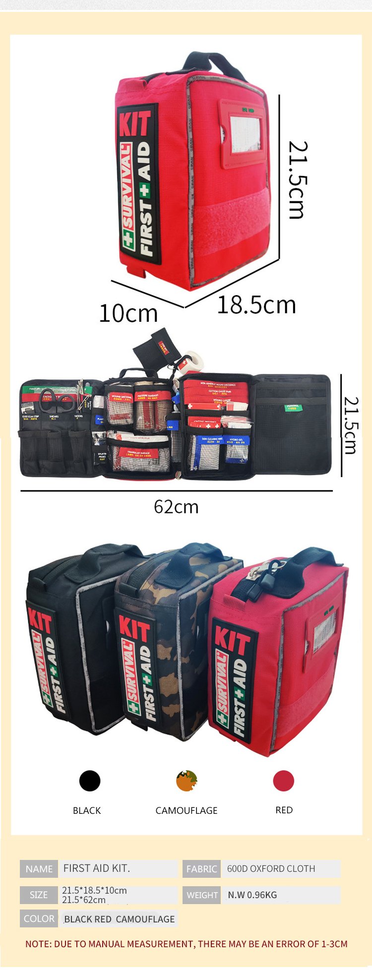 Upgraded Outdoor Emergency Lifesaving Equipment 26 in 1 First Aid Kit