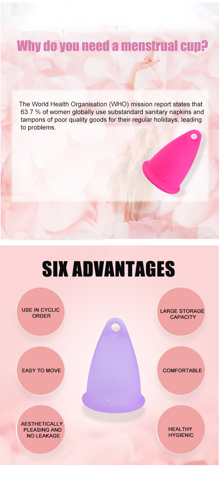 Silicone Soft Menstuation Cup Women Period Reusable Hygiene Menstrual Cup