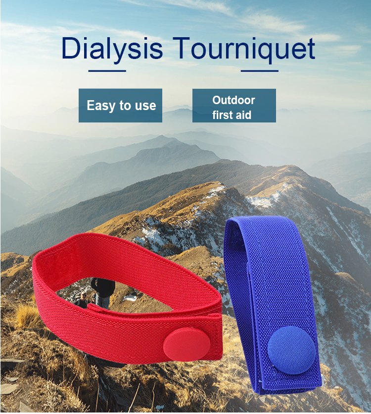 Manufacturer Elastic Dialysis Tourniquet Customized Logo First Aid Bandage Arm Hemostatic Buckle Hook & Loop