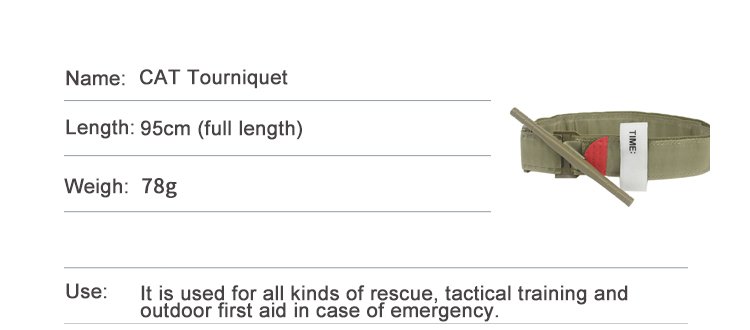 Emergency Hemostatic Trauma Combat Cat Army Tourniquet