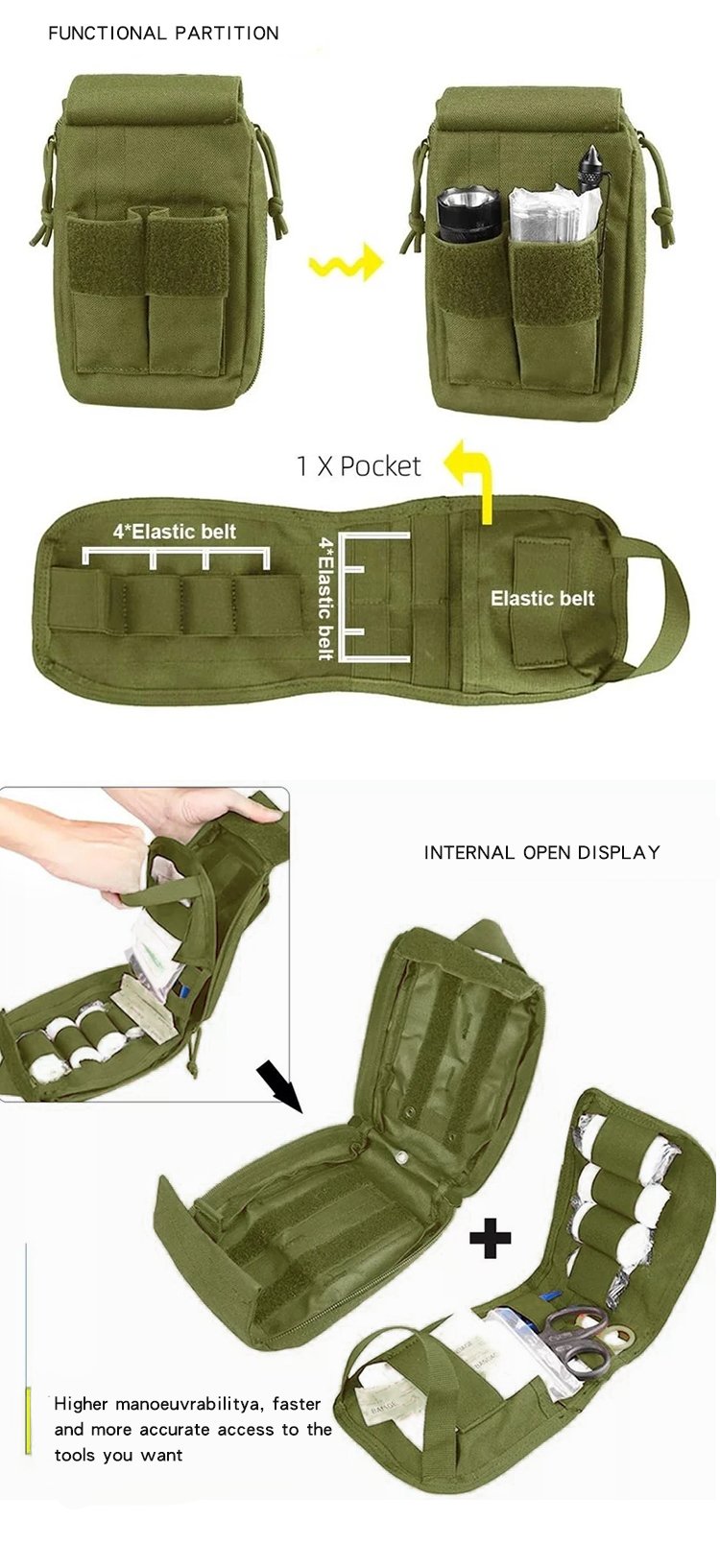 Waterproof Tactical Survival Trauma Ifak Pouch First Aid Emergency Kit For Medical Care