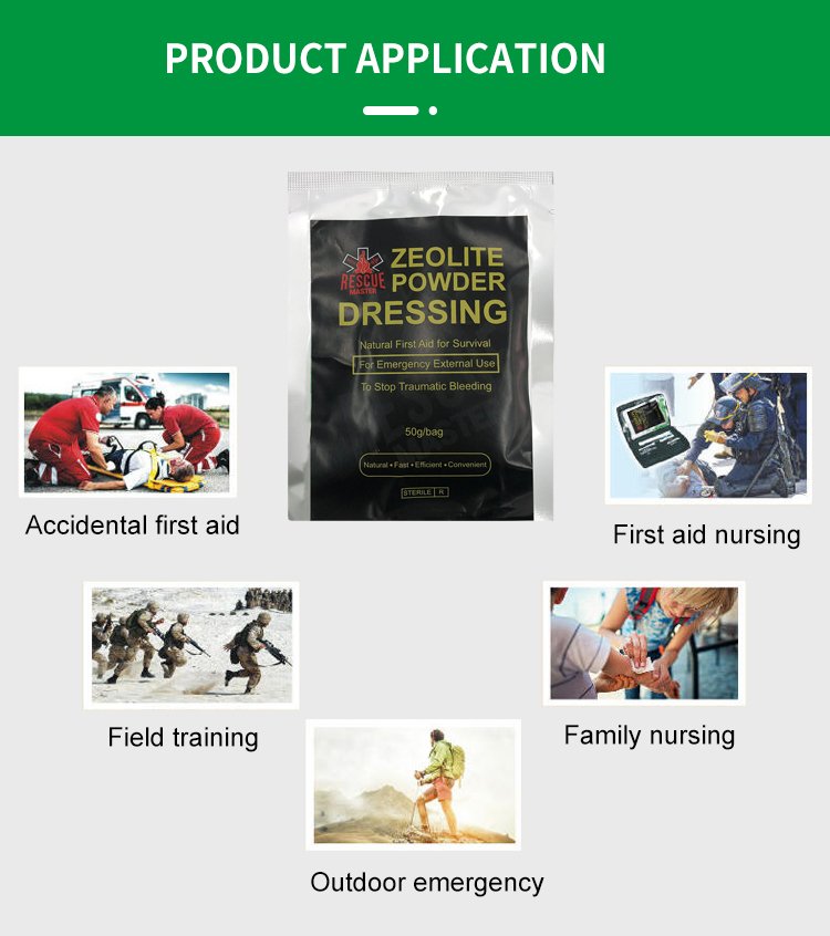 Tactical Medical Emergency Zeolite Dressing For Outdoor Camping Hiking External Trauma Wound
