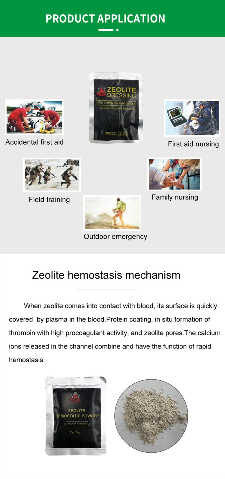 Zeolite Powdery Dressing / Quick-Effect Hemostatic Powder / Arterial Hemostatic Dressing