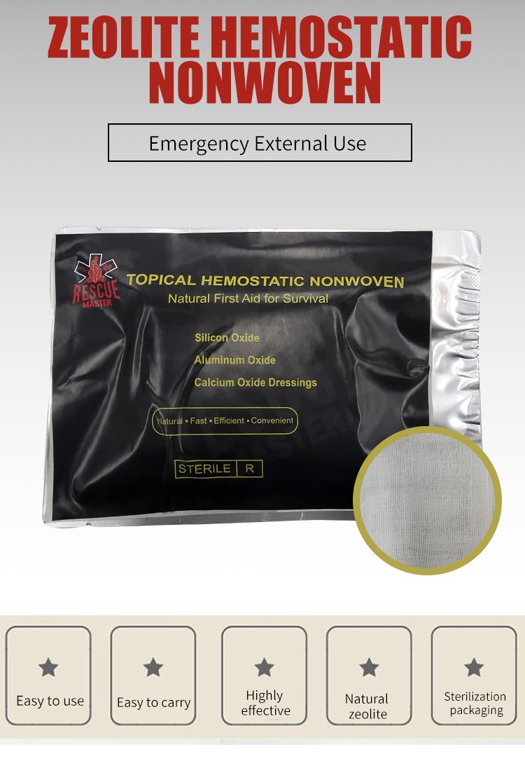 Tactical medical military trauma external application hemostatic gauze