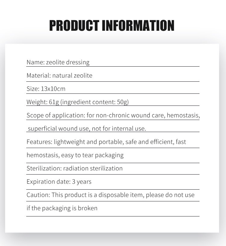 Wholesale of tactical medical and military fast hemostatic zeolite dressings in factories