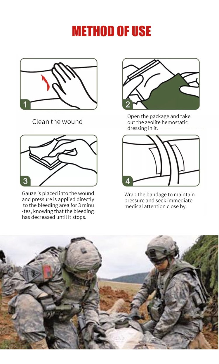 Tactical medical military trauma external application hemostatic gauze