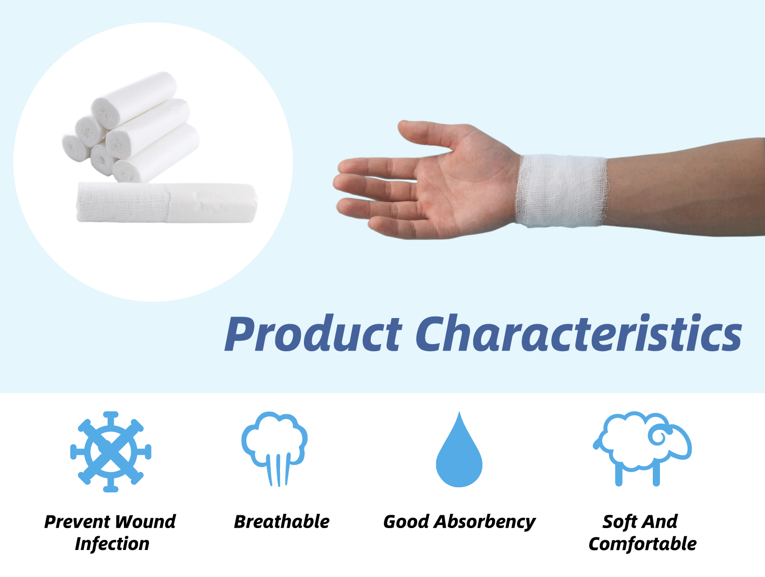 Medical Gauze Bandage Roll 8cmx6m10 Rolls/Pack Disposable Fixed Dressing Bandage Medical Roll