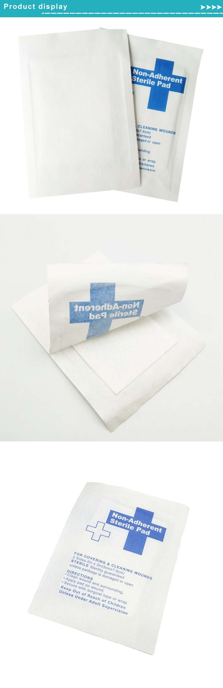 First Aid Kit Accessories Disposable Wound Non-stick Pad Non-Woven Non-stick Pad Wound Disinfection Dressing Pad 5*7.5cm