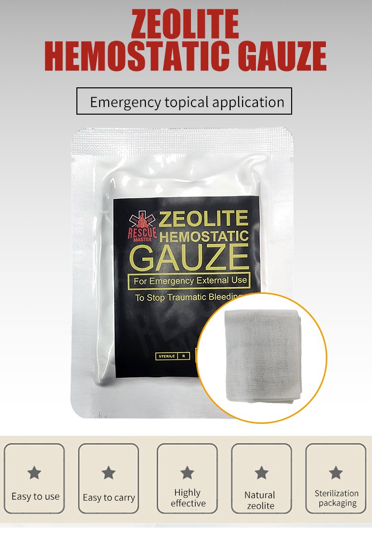 Hot Sale Outdoor Camping Zeolite Hemostatic Gauze Superficial Wound Hemostasis Outdoor Emergency Gauze