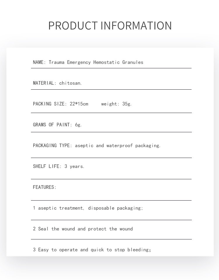 Outdoor Master Rapid Treatment Emergency Chitosan Hemostatic Powder Injection Chitosan Hemostatic Powder Tube