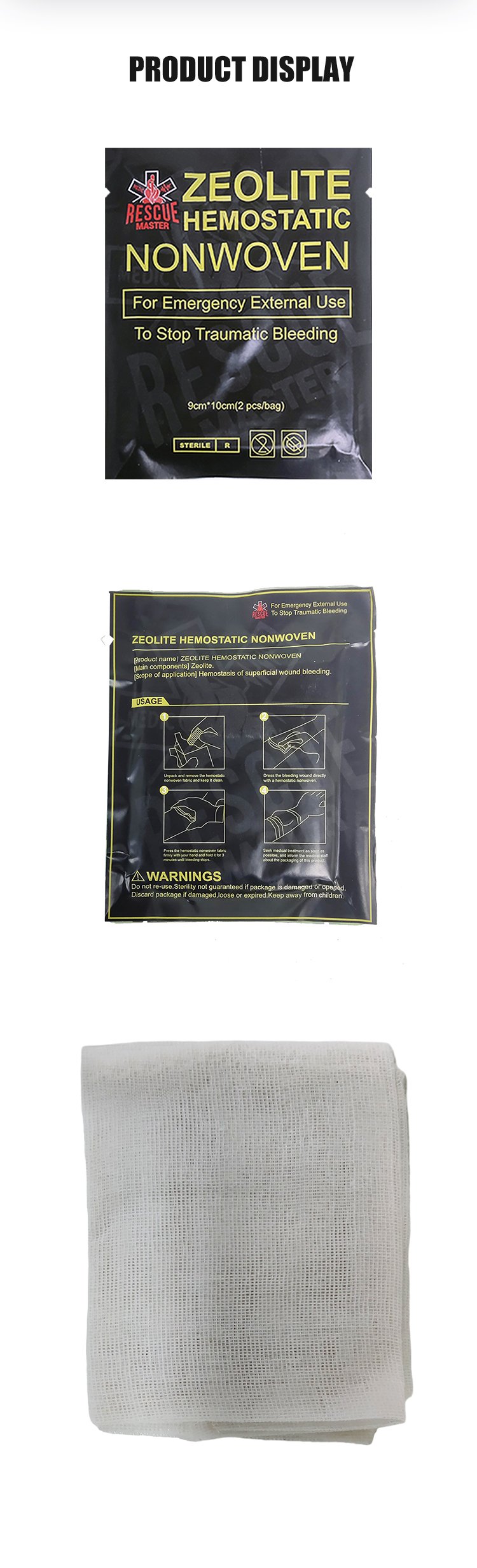 Zeolite Hemostatic Gauze Zeolite Hemostatic Gauze Outdoor Emergency Trauma