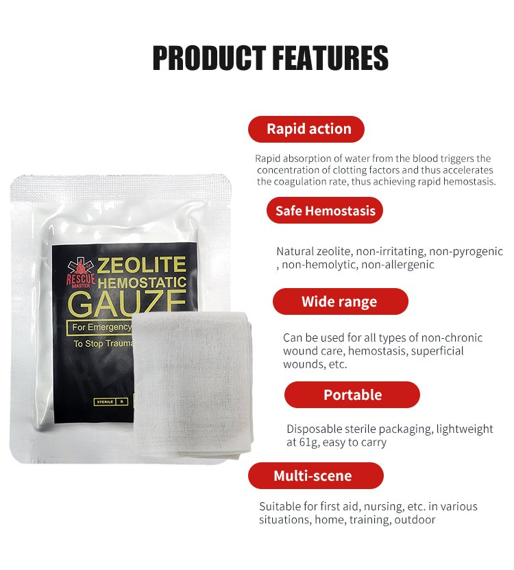 Zeolite Hemostatic Gauze Zeolite Hemostatic Gauze Outdoor Emergency Trauma