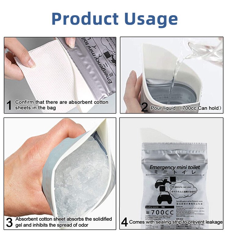 Outdoor 700ml Disposable Urine Bags Emergency Mini Toilet Portable Pee Bag for traffic jam and hiking