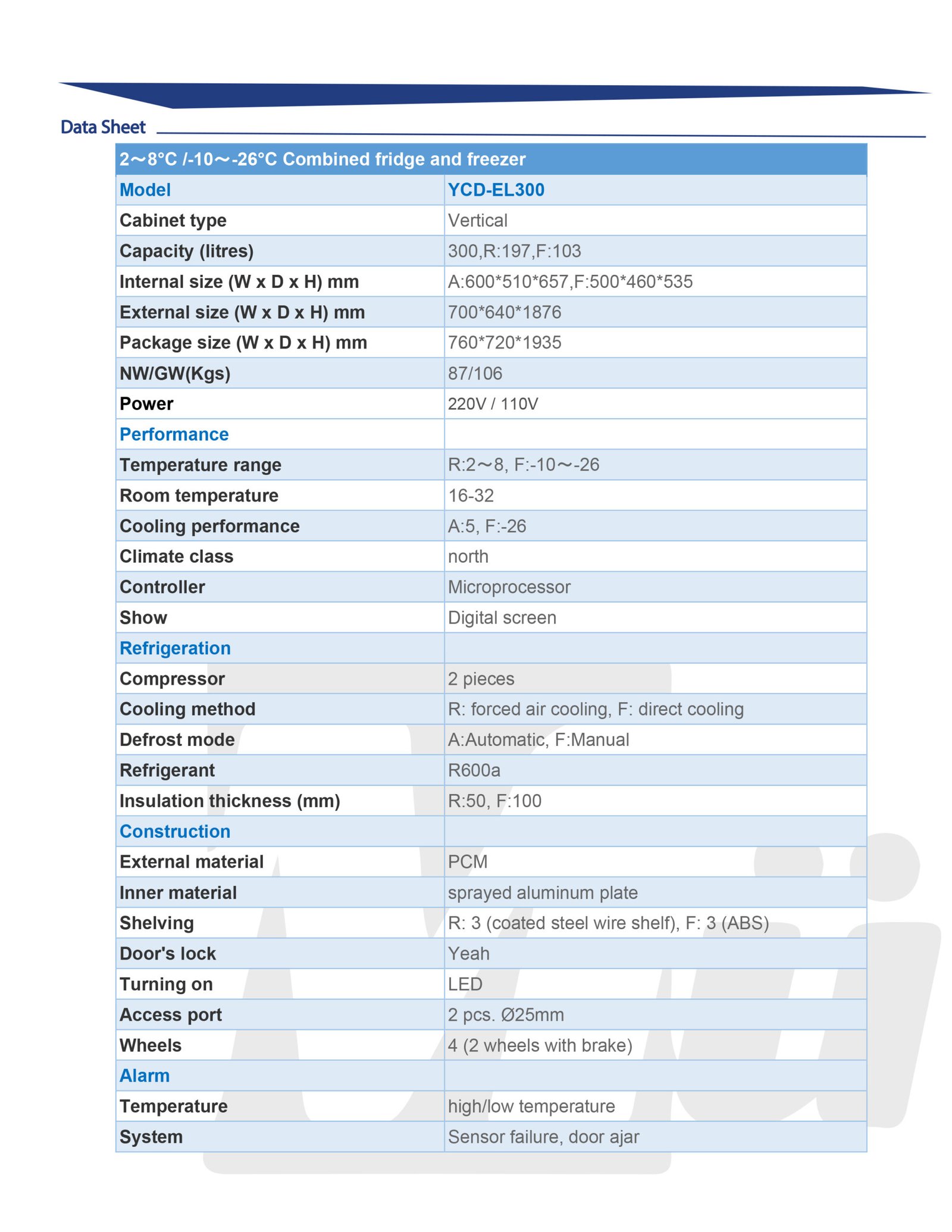 2 To 8c And -10 To -26c Medical Hospital Lab Combined Refrigerator And Freezer Combined