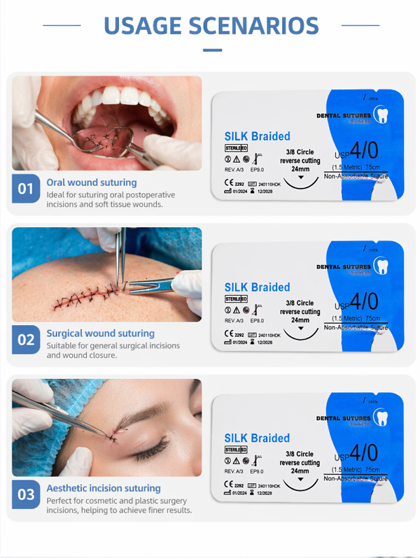 Factory Direct Sales High Quality Not Absorbable Sterile Surgical Suture Needle Dental Threads Polyglactin Materials Ce Certified Customizable Medical Consumables China Manufacturer