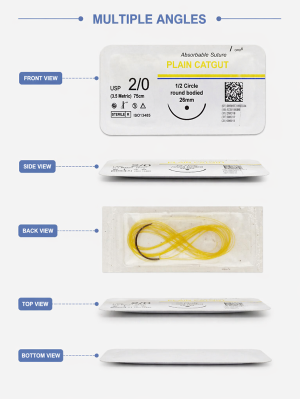 Factory Direct Sales Plain Catgut Absorbable Surgical Sutures Ce Certified Medical Grade Sterile Usp4-7/0 Model For General Surgery Source Factory